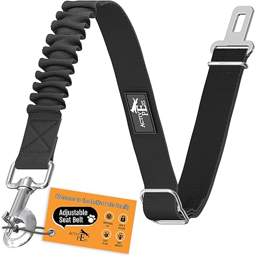 Active Pets Dog Seatbelt Adjustable Safety Dog Seat Car Harness Dog Seat Belt for Pets - Durable Dog Seatbelts for Cars - Dog Car Seat Belt for Dogs
