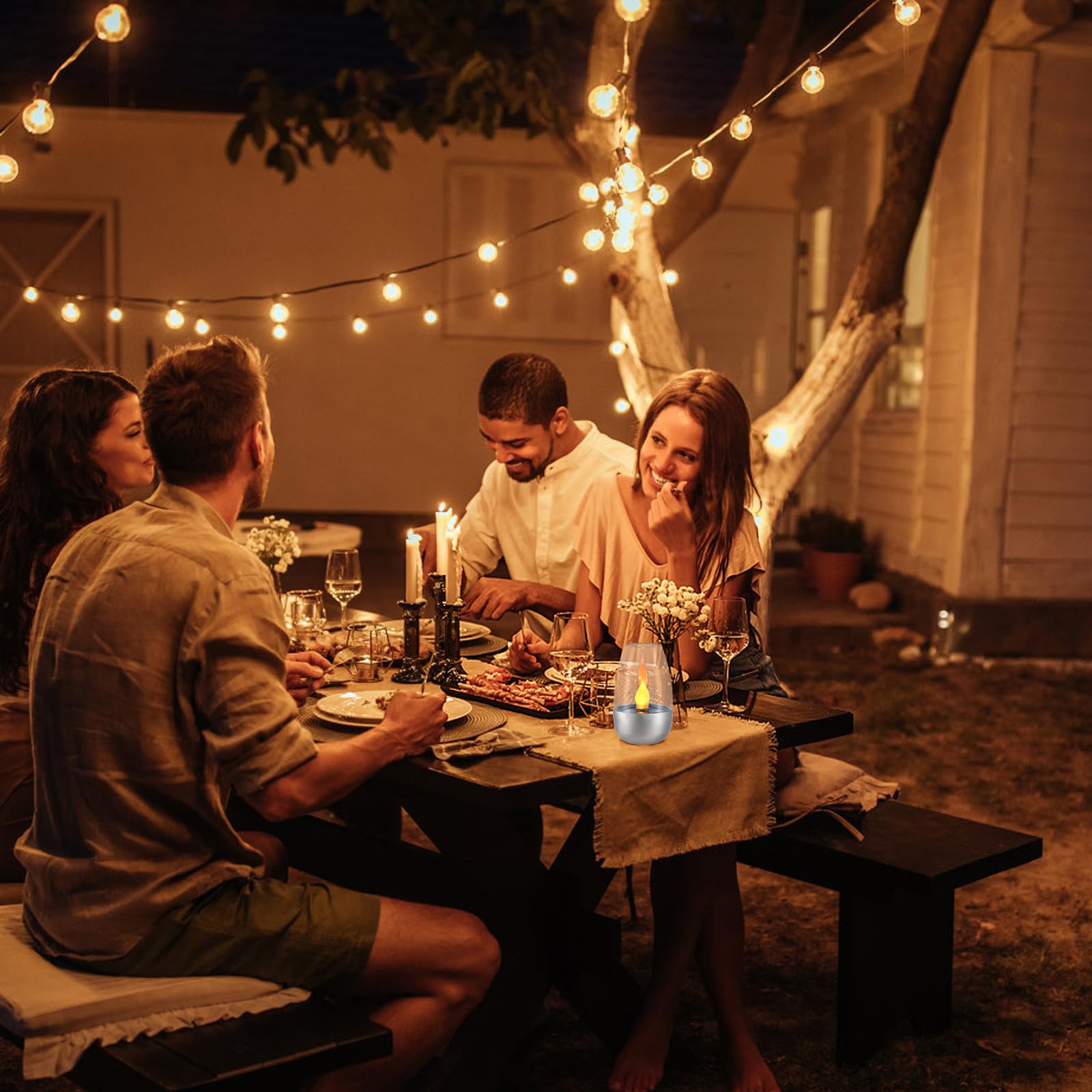 6pcs Velas led efecto llama,Velas led exterior,Velas led recargables,Velas de té LED parpadeantes,Velas de té solares sin llama,Velas solares,para exteriores,jardín,terraza,balcón,decoración
