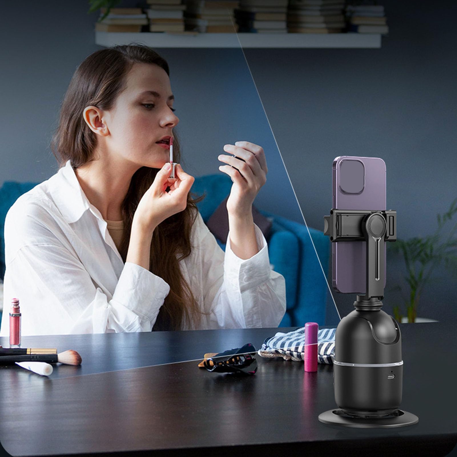 Soporte para Teléfono con Seguimiento Facial Automático, Soporte Giratorio de 360 ​​Grados para Teléfono de Escritorio para Transmisión en de Vlogging, No Requiere