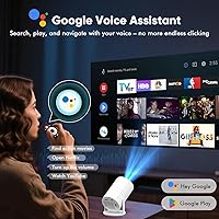 Vista 3 de [Google TV integrado y control de voz] Mini proyector WISHOLY con WiFi y Bluetooth, aplicaciones de transmisión integradas, proyector de películas