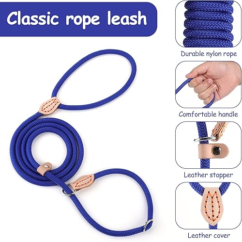 Miniatura 3 de Cobee Correa de cuerda para perros pequeños, control deslizante, correa de bucle para perro sin tirones de 5 pies x 13 pulgadas con conector de