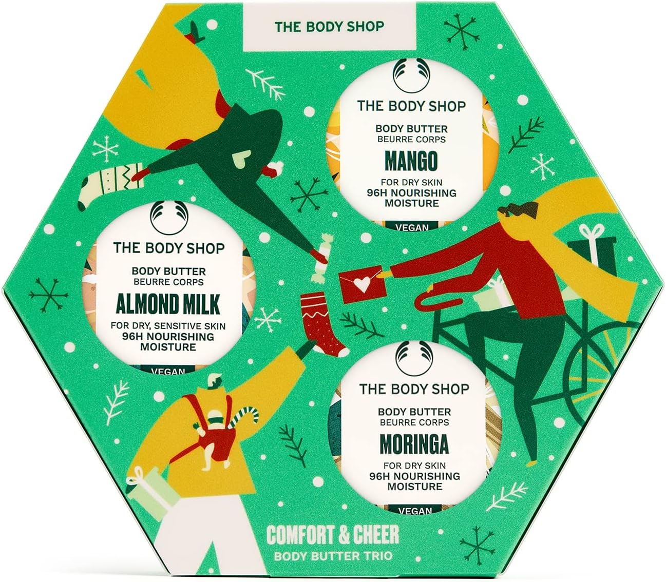 The Body ShopComfort & Cheer Body Butter Trio Gift Set, Deep Moisturizing Cleanser, Hydrating & Rejuvenating Skincare for Smooth, Softer-Feeling Skin, Vegan, 1.69 Fl Oz (Pack of 3)