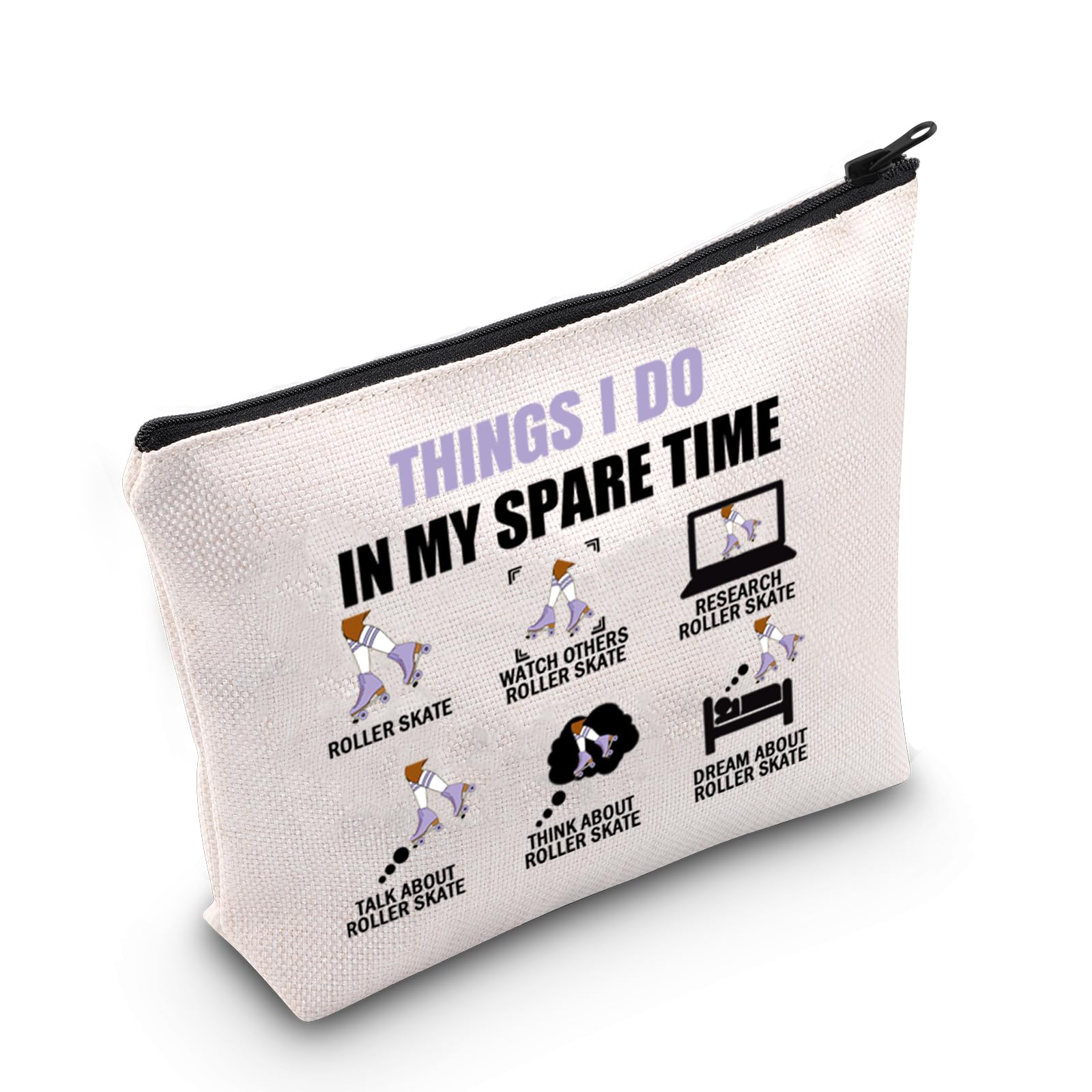 MEIKIUP Roller Skating Gift Roller Skater Cosmetic Bag Roller Skating Lover Gift Roller Derby Bag Things I Do In My Spare Time Roller Skater (Things Roller Skate bag)