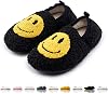 Smile Face Slippers Kids Fuzzy Indoor House Slippers Toddler Home Cozy Socks Cute Face Non-Slip Rubber Sole Warm Shoes Cartoon Soft For Boys Girls