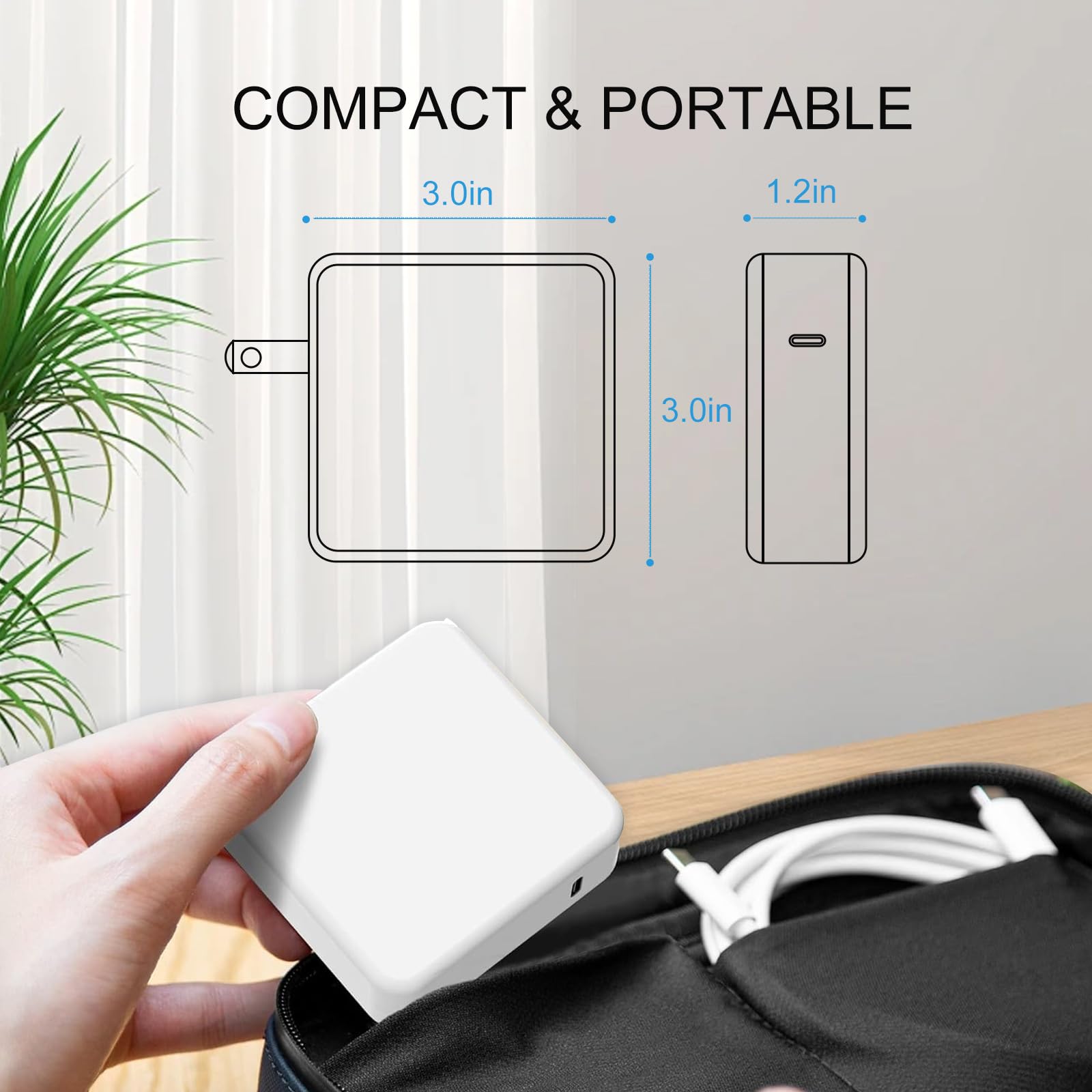 Chargeur pour Mac Book Pro, adaptateur d'alimentation rapide USB C 96 W compatible avec le nouveau Mac Book Air 13" MacBook Pro 16" 2021 2020 2019 2018 inclus Câble USB C de 2 m