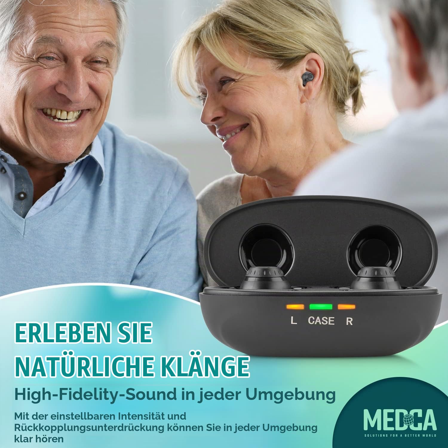 Mini Digital – ITE wiederaufladbar – leichtes Gerät mit Geräuschunterdrückung, In-Ear-Erkennung und Lautstärkeregler für Erwachsene und Senioren, Schwarz