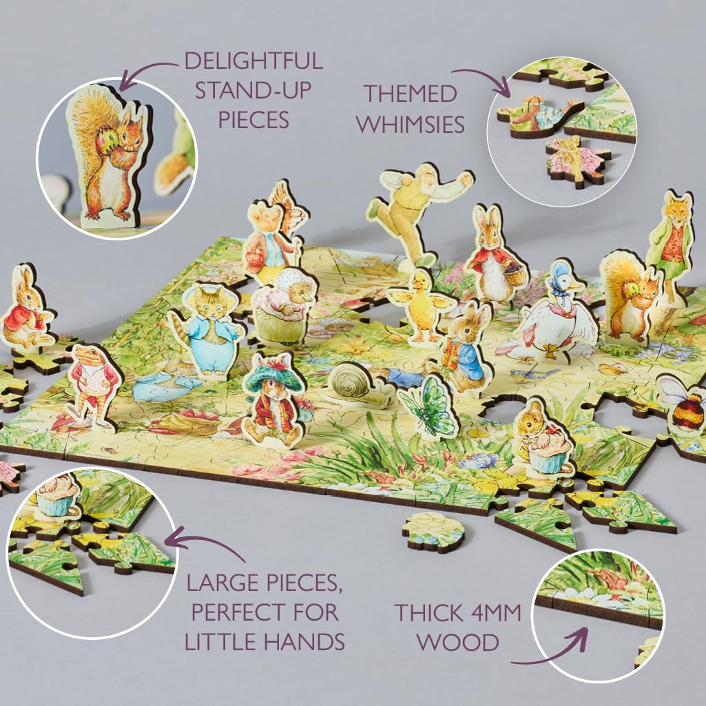 Wentworth Wooden Puzzles In Mr McGregor's Garden – Puzzle 100 pièces pour adulte, 19 pièces, design exclusif Wentworth – Bois provenant de sources durables et fabriqué au Royaume-Uni