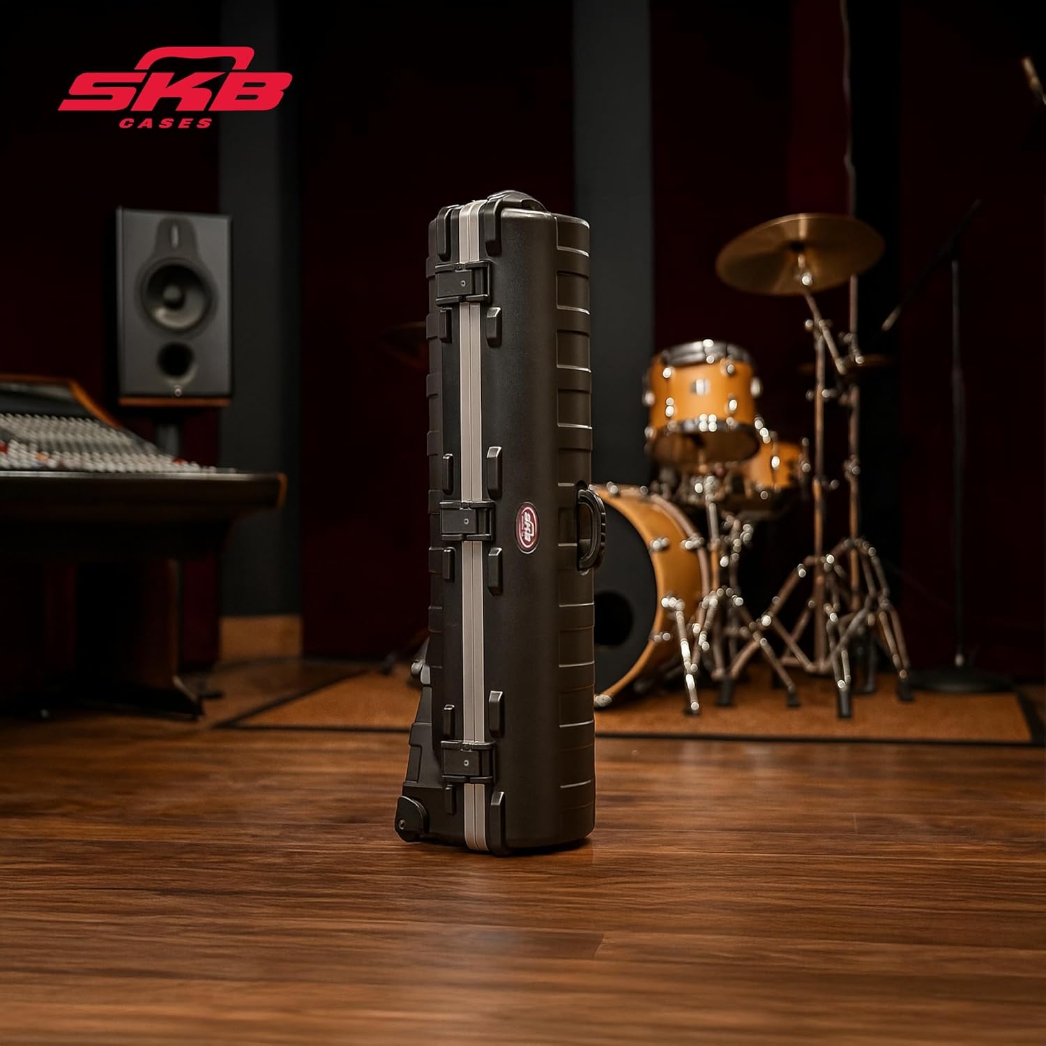 SKB vSeries ATA Regular Stand Case with Polyethylene Hard-Shell Construction and Built-In Wheels, TSA Recognized and Accepted Locking Latches, Black