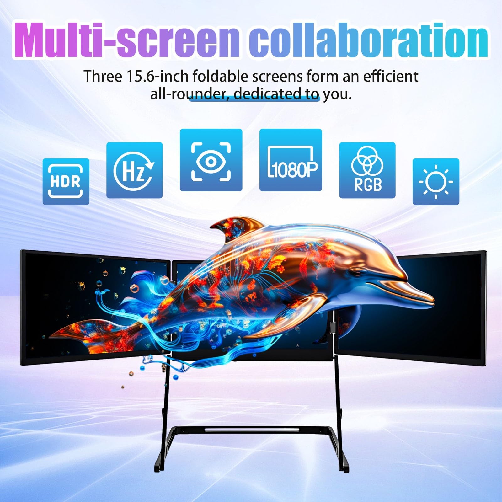 Monitor Portatile per Laptop 15,6 Pollici FHD 1080p Espansione Schermo per Laptop Ideale per Multitasking, Lavoro Remoto e Viaggi Di Lavoro con Tre Schermi