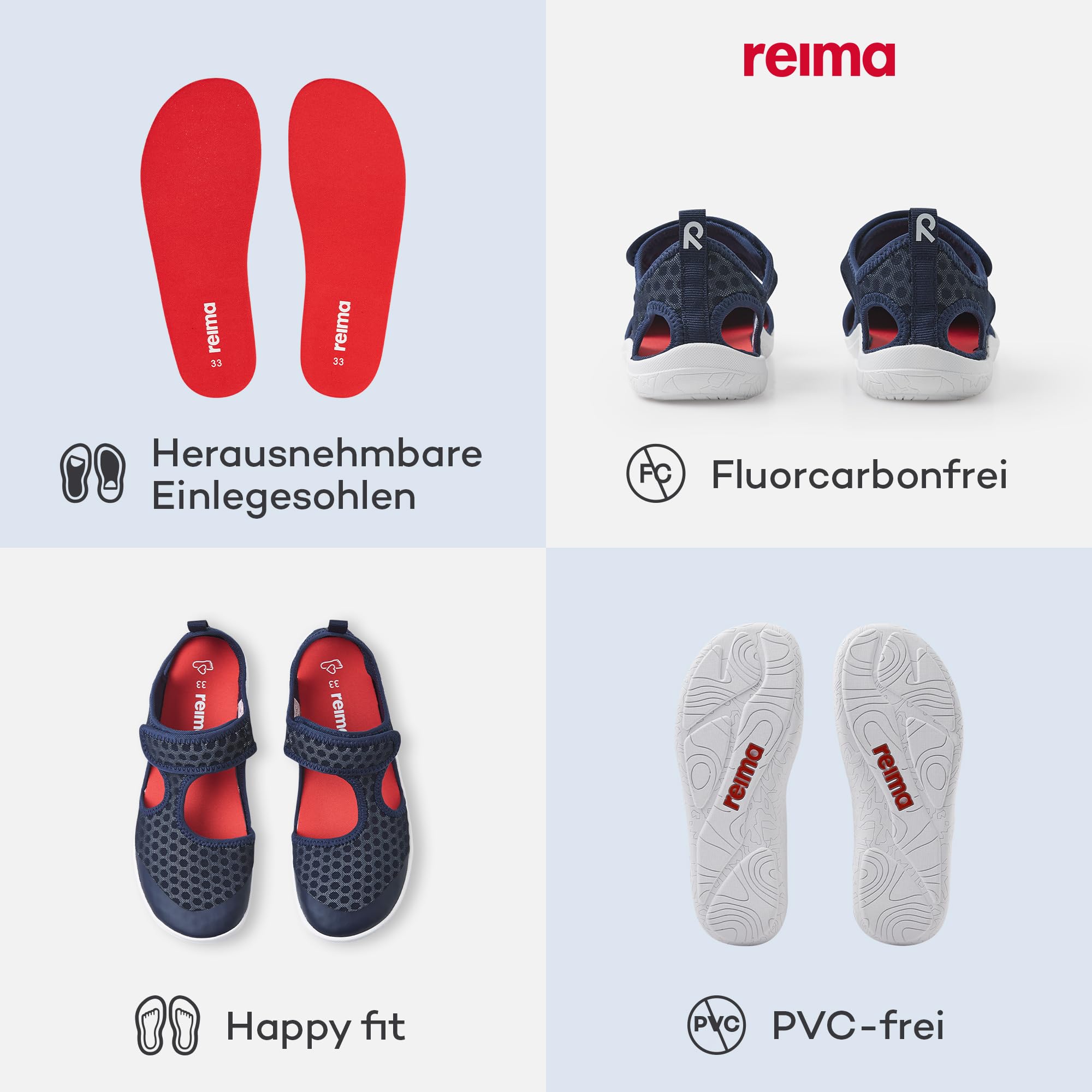 Reima - Rantaan Barfuß Sandalen für Kinder - Leichte, atmungsaktive Kinder Sandalen mit flexibler Sohle - viel Platz für die Zehen, Klettverschluss, herausnehmbare Einlegesohlen