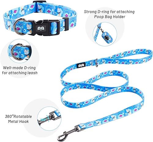 Miniatura 4 de QQPETS Arnés para perro con correa y soporte para bolsa de excrementos, juego de 4 piezas, ajustable sin tirones, chaleco acolchado de malla suave