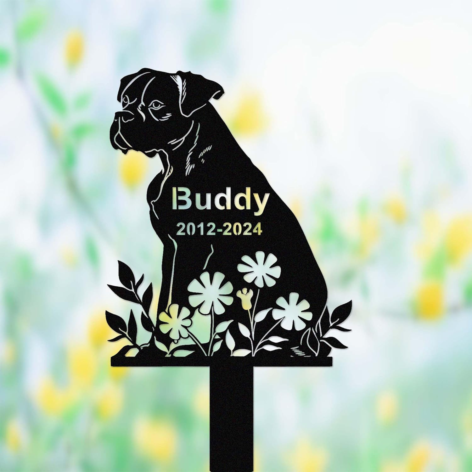 Custom Boxer Dog Metal Memorial Stake Sign Personalized Boxer Dog Grave Marker Garden Decor Dog Name Yard Remembrance Stake Pet in Heaven Loss of Boxer Dog Sympathy Gift