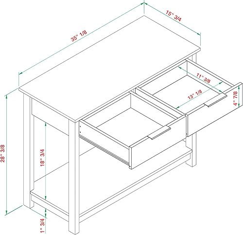 Miniatura 8 de Elegante mesa consola con cajones, mesa de sofá con estante de almacenamiento para entrada, mesa de entrada para sala de estar, dormitorio, muebles
