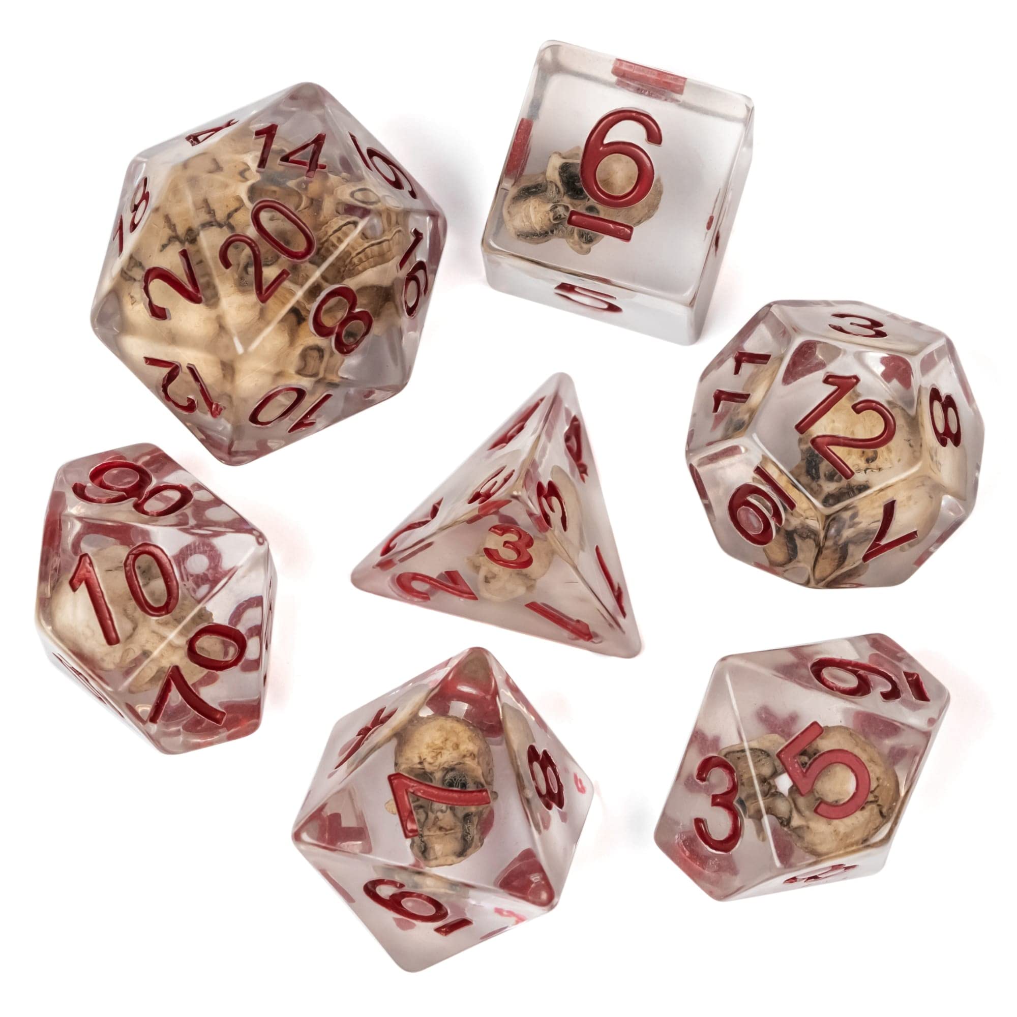 cusdie 7PCS Polyhedral DND Dice, D&D Dice, Skull Dice Set for Dungeons and Dragons RPG Table Games (Realistic Skull)