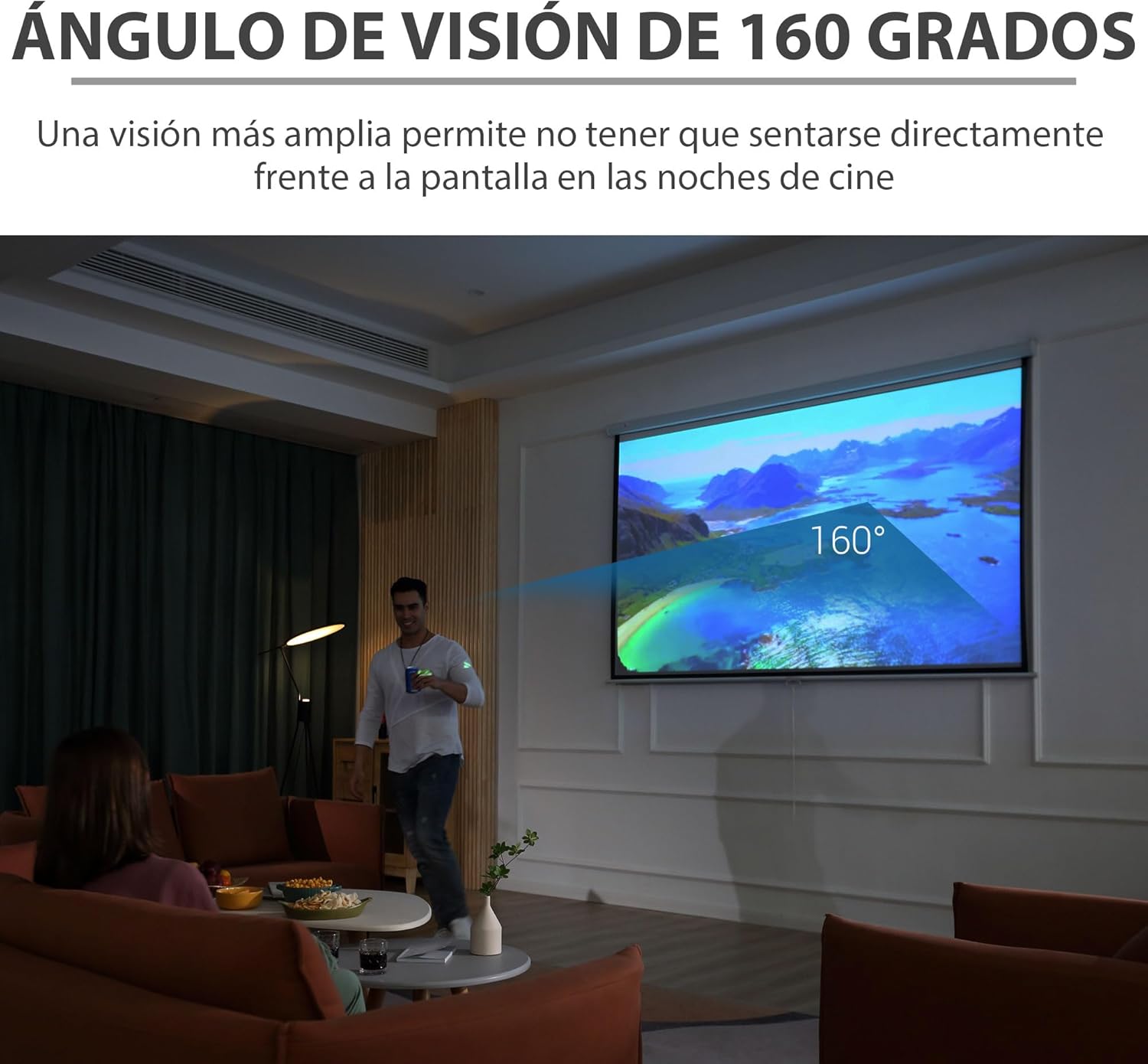 HOMCOM Pantalla de Proyector Manual 120 Pulgadas, Pantalla de Proyección, Formato 4:3/16:9, para Interior y Exterior, Eventos Deportivos, Cine en Casa, Oficina, Patio, 244×183 cm, Blanco 5