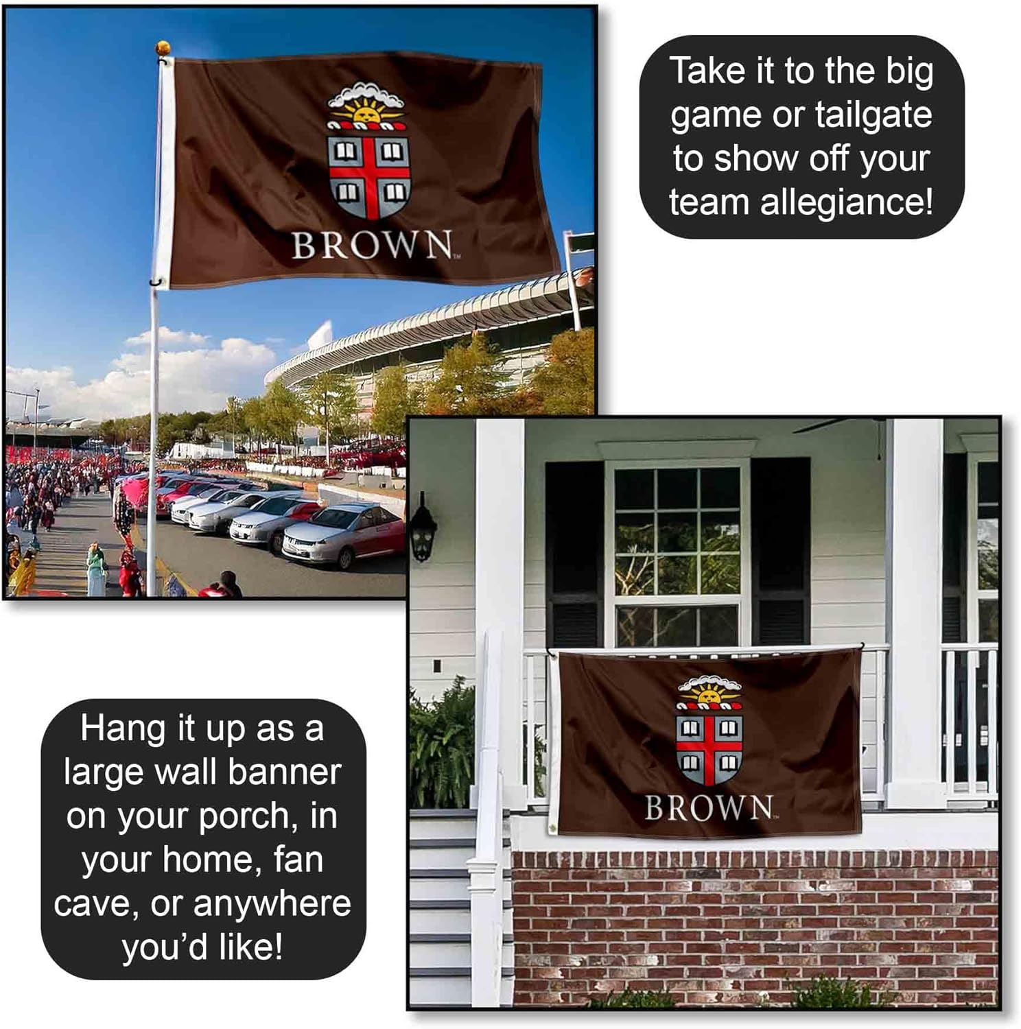 College Flags & Banners Co. Brown Bears Logo Large Grommet Banner Flag - Image 4