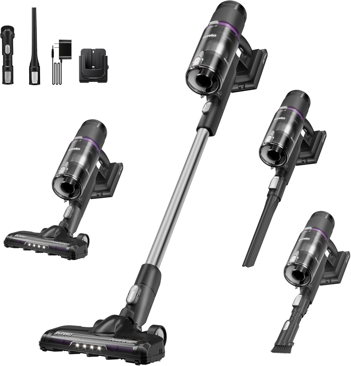 EurekaCordless Vacuum - 50 Min Runtime for Large Homes, 5.5 lbs Lightweight, Ideal for Pet Hair & Allergies on Hardwood & Carpet ReactiClean 410