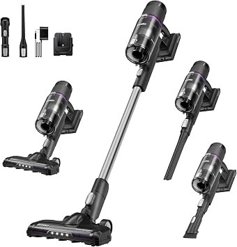 Eureka Cordless Vacuum - 20.3kPa Powerful Suction, Detachable Battery, Up to 50-Min, 5.5 lbs Lightweight, 5-Stage HEPA Filtration for allergies, Ideal for Pet Hair & Hardwood & Carpet, ReactiClean 410