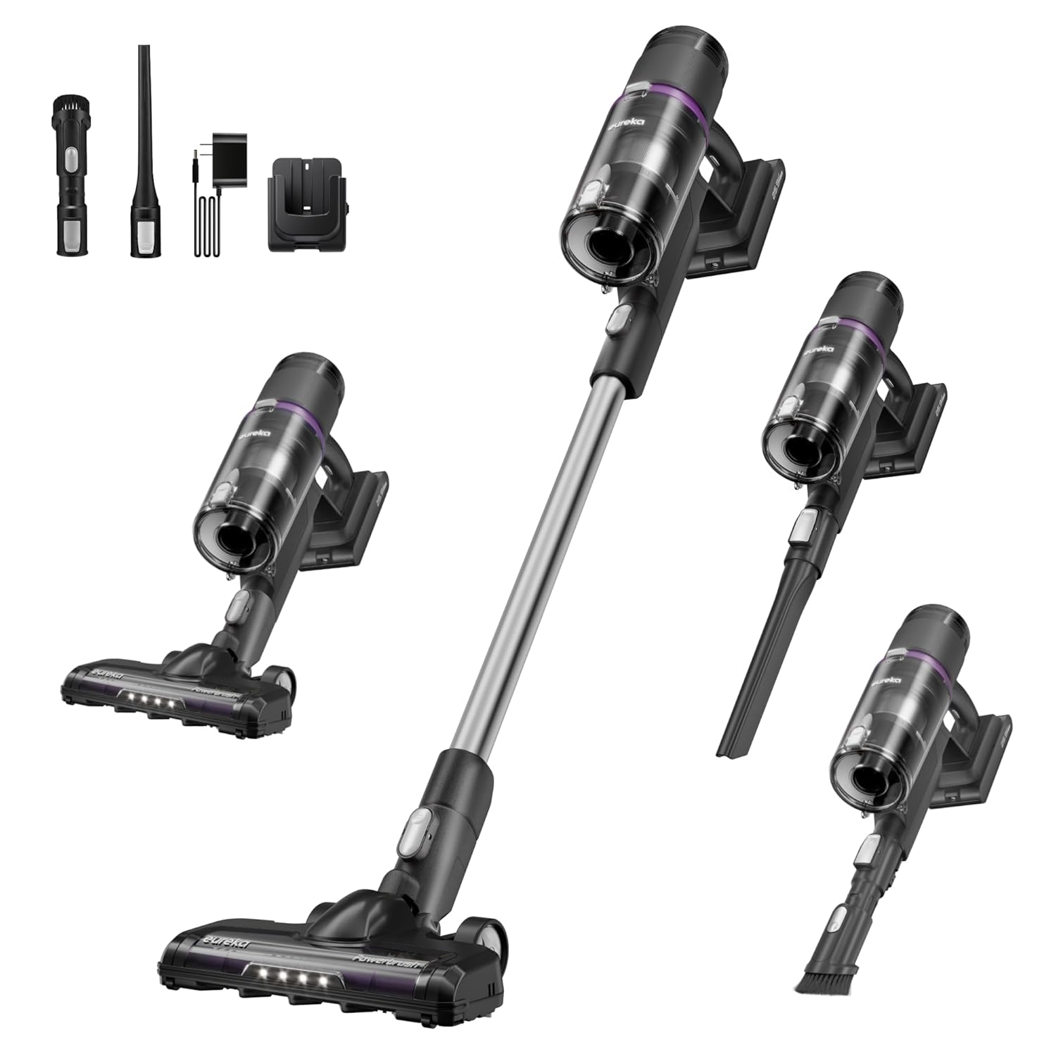 Eureka Cordless Vacuum Cleaner Lightweight Stick Vacuum Rechargeable for Hardwood Pet Hair Black ReactiClean 410