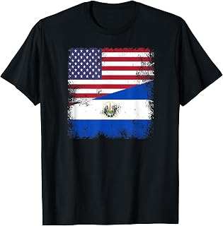 Half Salvadoran Flag T-Shirt | Vintage El Salvador USA Gift T-Shirt