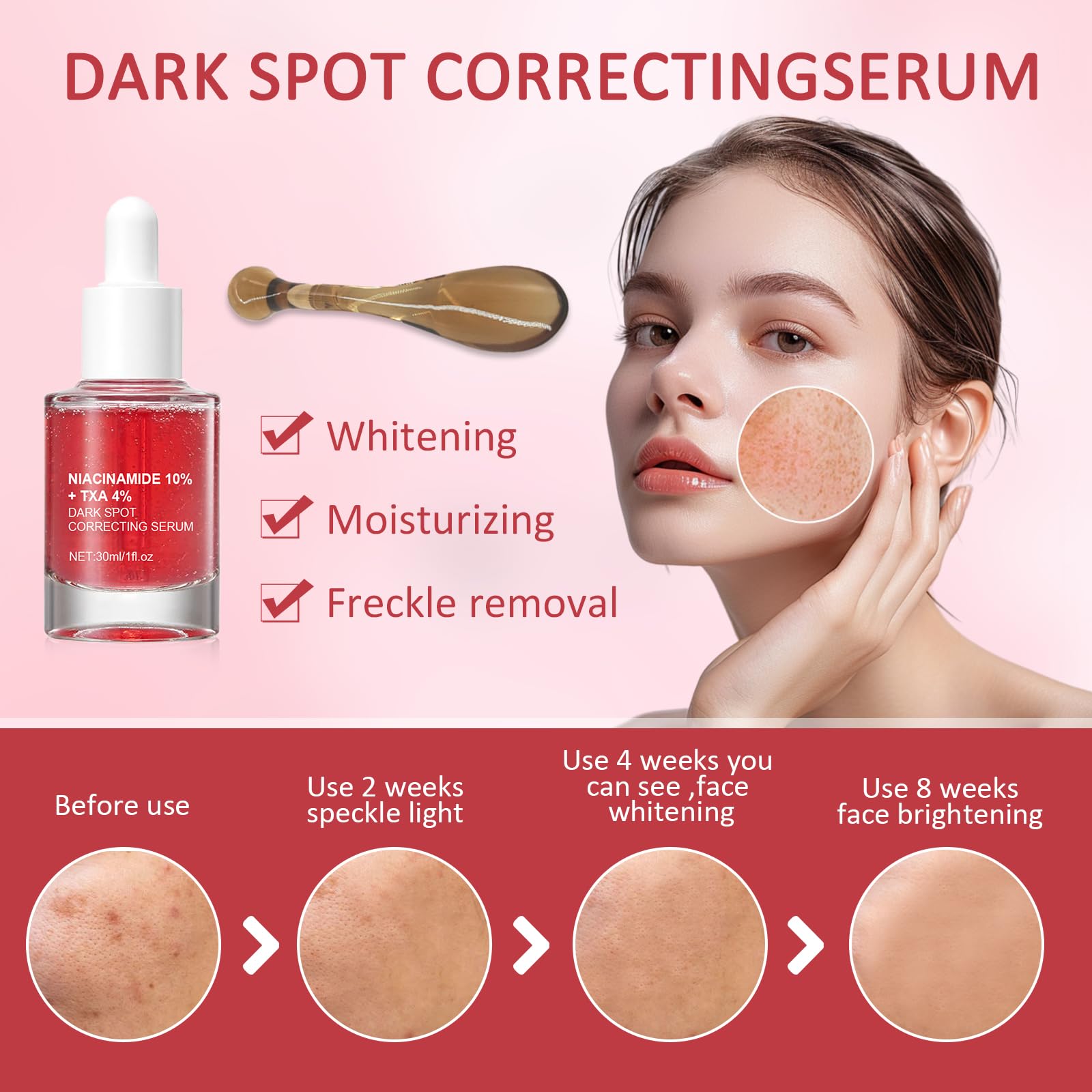 Dark Spot Correcting Serum 2PCS Niacinamide Serum,10% Niacinamide+4% Tranexamic Acid,Removes Acne Scars and Evens Skin Tone,Fragrance-Free - Image 4