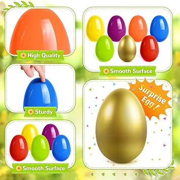 3.5 Unfilled Easter Eggs, 36 pcs Colorful Egg Plus 1 Golden Egg, Empty Plastic Eggs Fillable with Candy, Treats, Presents for Toy Basket,Easter Decorations, Toy Egg Basket,Boys & Girls