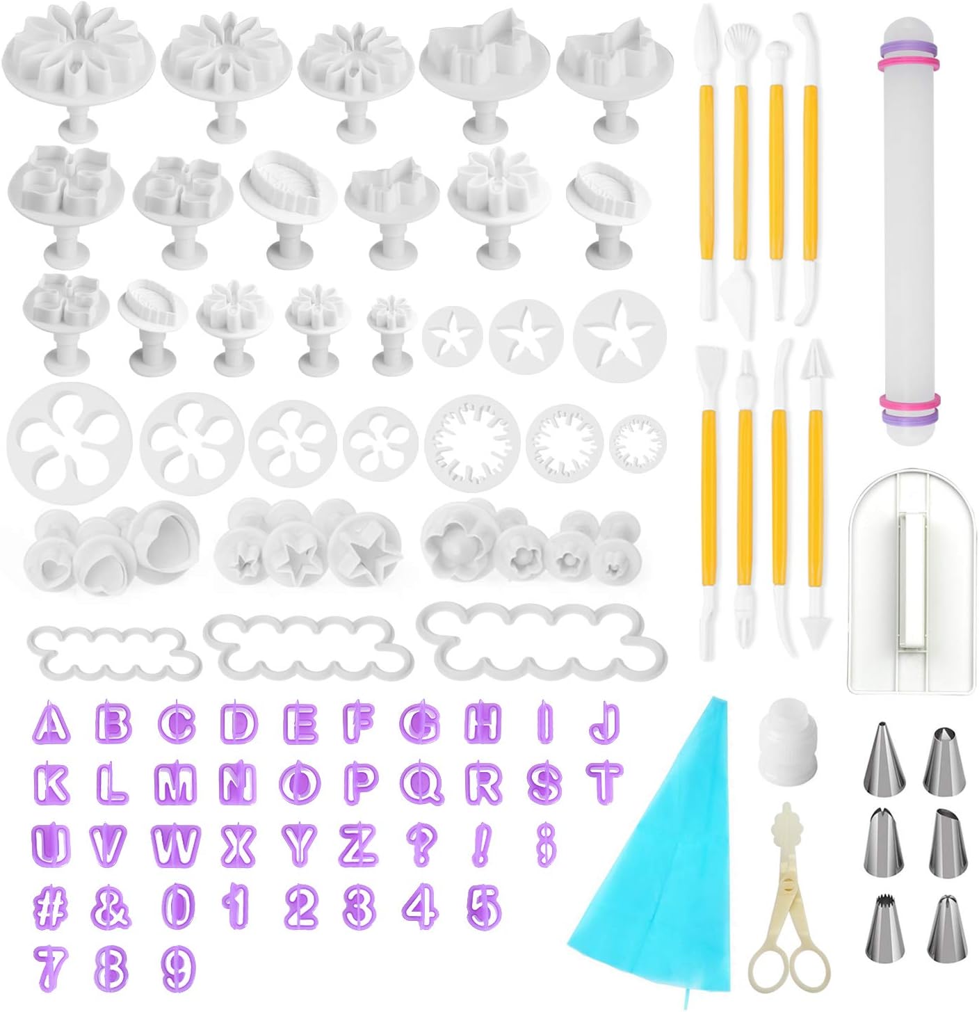 Fondant Tools Fondant Decoarting Tools - 97 pcs Fondant Cutter Cake Decorating Kit