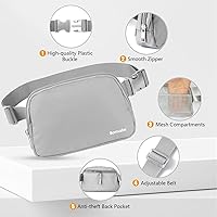 Vista 24 de Cangurera cruzada para mujer, mini bolsa para cinturón de 1 litro con correa ajustable de 32 a 51 pulgadas, bolsa de cintura pequeña para viajes