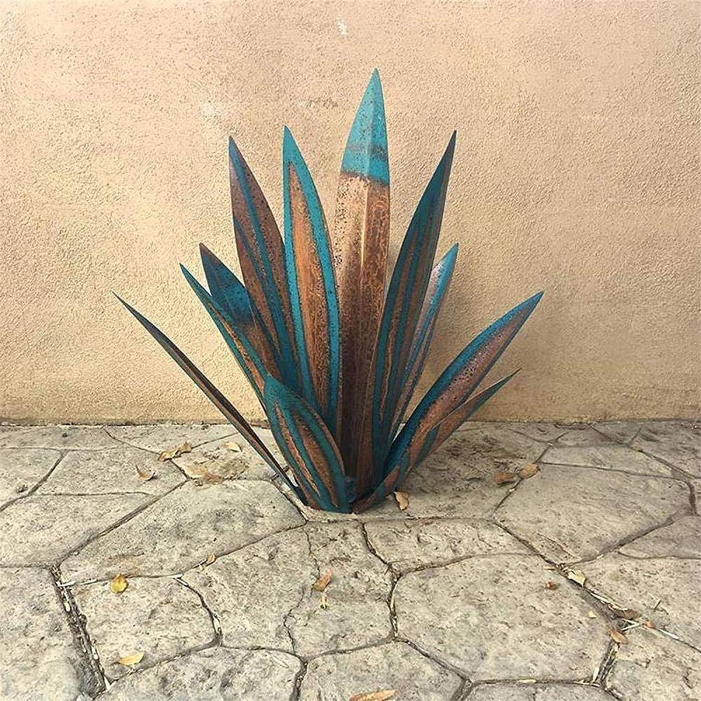Sculpture Rustique de Tequila Tequila Home Decor Sculpture Plante d Agave en mÉ tal Bricolage Ornements de pelouse de Jardin pour Cour extÉ Rieure Bleu-65cm