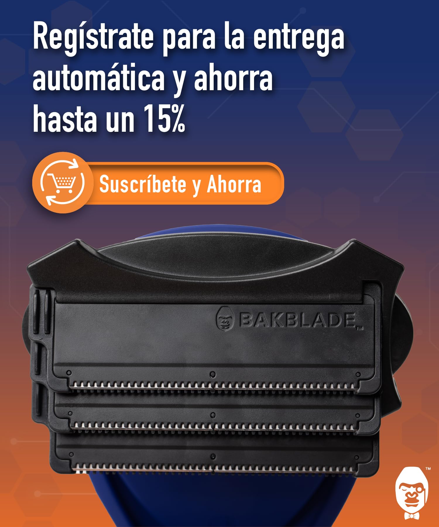 Cuchillas BakBlade Para Modelos 2.0 Y 3.0 (Pack De 12) | Tecnología De Seguridad Dryglide, Recubrimiento De Titanio, Uso En Seco O Mojado, Cambio Fácil, Dura 5-7 Afeitados