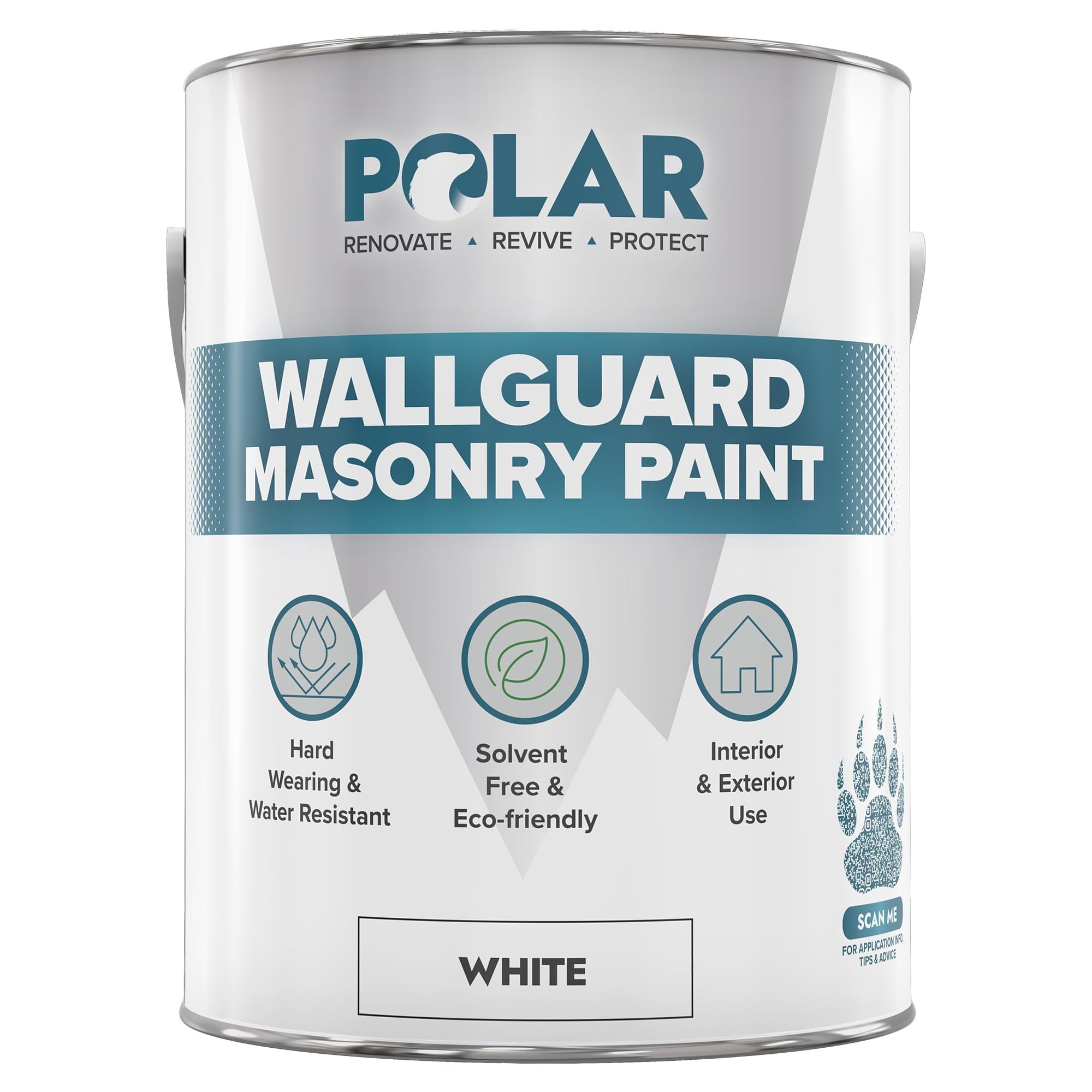 Polar Specialist Coatings White Polar Wallguard Masonry Paint - 5 Litres - Exterior Coatings - Ideal For Brick, Stone, Pebbledash & Concrete - Waterproof Protection