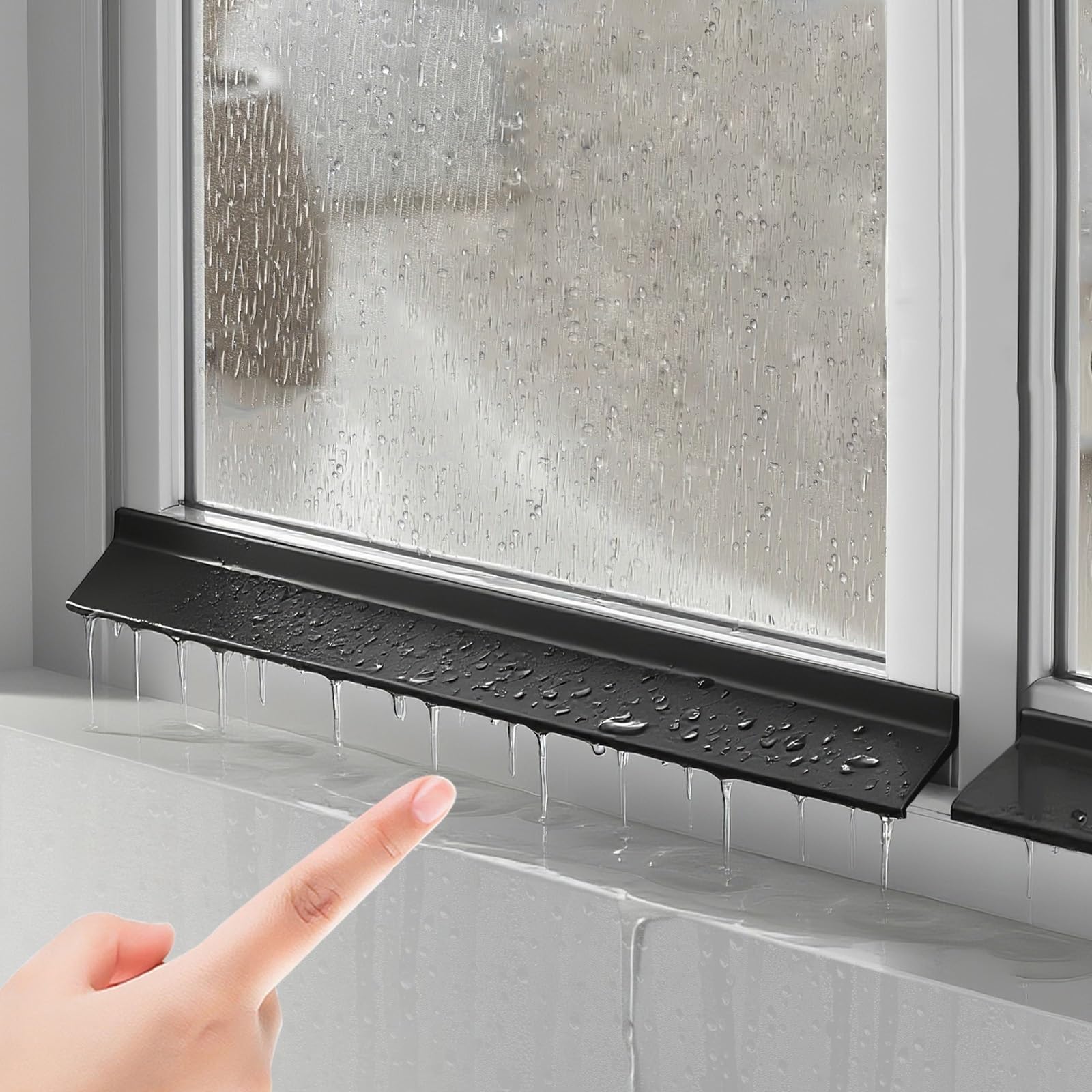 Estdkmnos 5.5Cm Window Outer Edge Rain Shield， Self-Adhesive Rubber Rain Drip Weather Stripping, Multiple Sizes(,(9.8Ft))