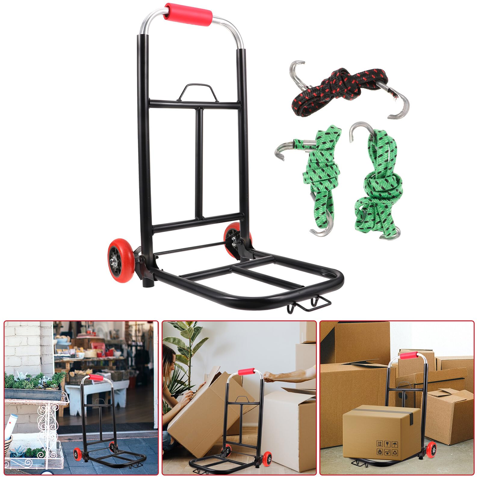 Carrello Pieghevole in Ferro per Bagagli e Carichi Pesanti | Uso Ufficio, Struttura Pu, Applicazioni Versatili, Formato Compatto Richiudibile