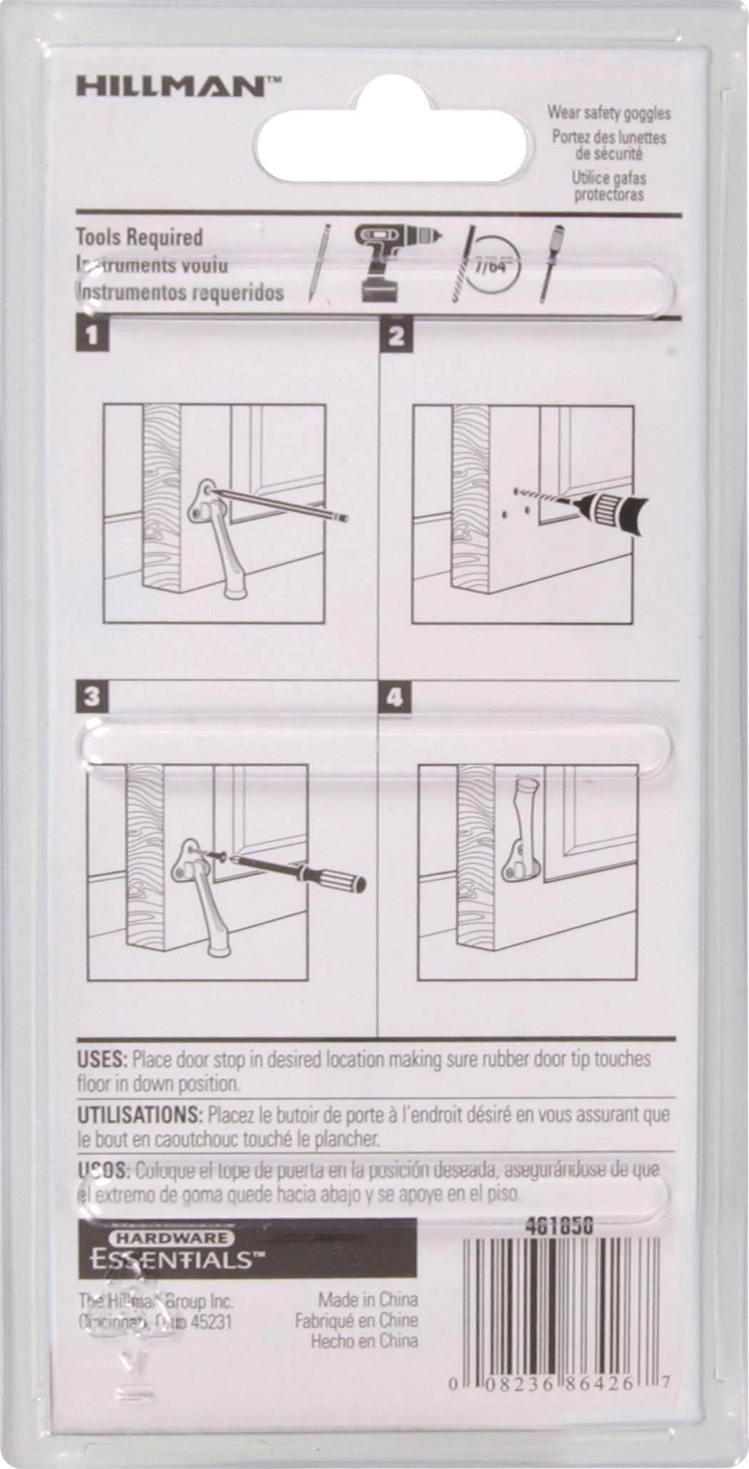 Le groupe Hillman 851342 10,2 cm Kickdown Arrêt de porte, Blanc