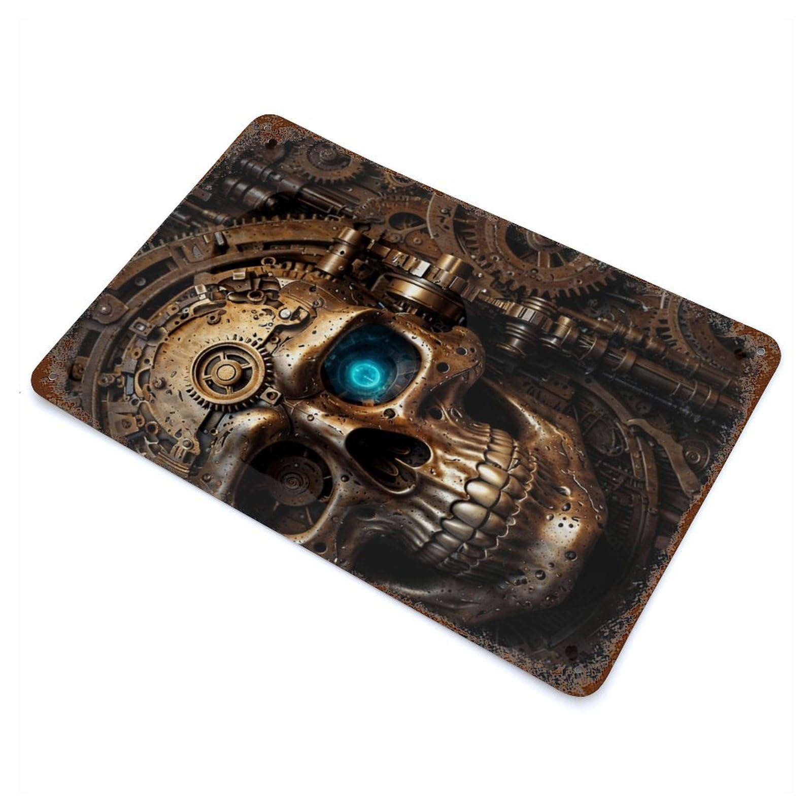 Eerie Steampunk Skull Retro Metal Sign 11.8"x7.9", Classic Wall Plaque for Garage, Pub Or Kitchen