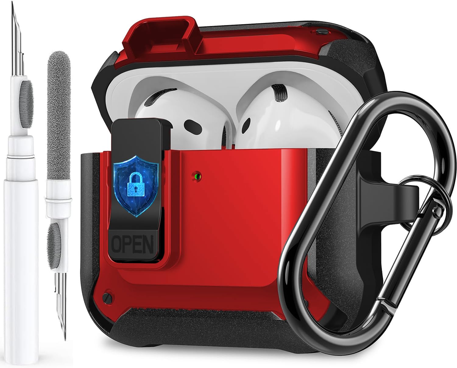 Olytop for Airpods 4 Case with Lock Clid, Rugged Apple Airpods 4th Generation Cover 2024 Men Women, Armor Shockproof iPod 4 Gen Protective Hard Shell