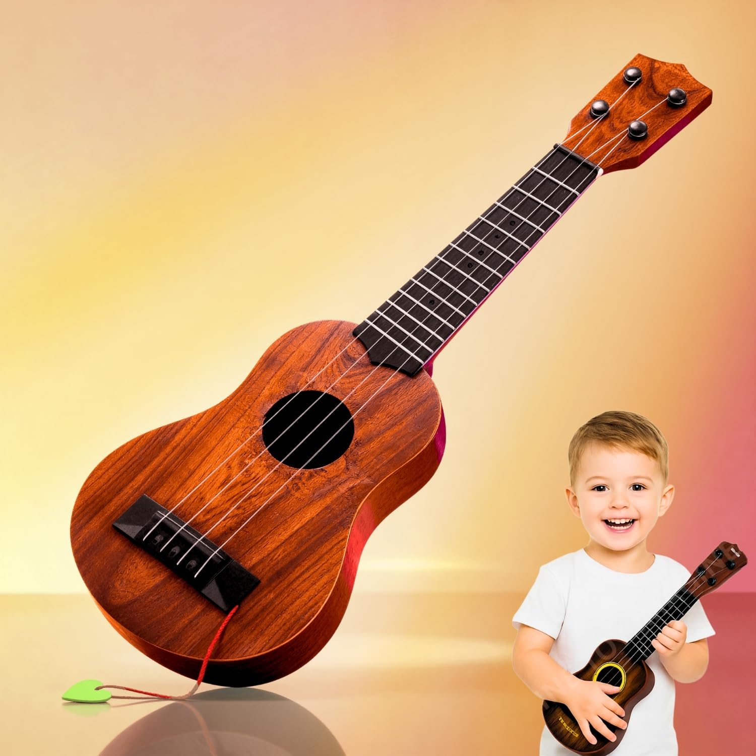 Toy Imagine Guitar for Kids – 4-String Mini Instrument for Beginners, Music Learning Toy for Ages 3-10, Perfect for Boys & Girls with Small Hands