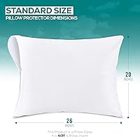 Vista 2 de Utopia Bedding Set of 4 Waterproof Pillow Protectors with Zipper Standard Size (White), Ultra Soft Pillow Covers, Bed Bug and Dust Mite Proof Pillow