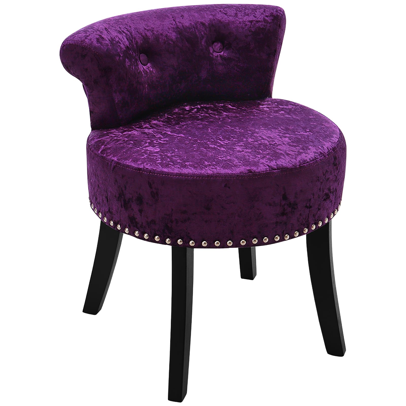 Warmiehomy Dressing Table Chair for Bedroom, Velvet, Dark Purple