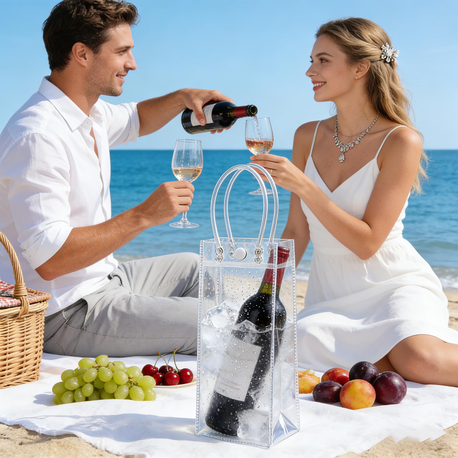 18 pezzi refrigeranti per bottiglie, sacchetto refrigerante: 25 x 10 x 10 cm, in PVC, per bottiglie di ghiaccio, per spumante, per acqua fredda, vino, bevande, feste, attività all'aperto