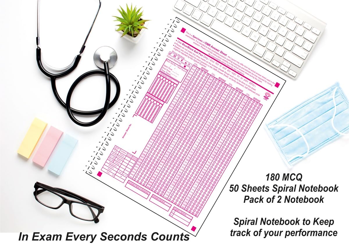 amblitz OMR Sheet For NEET | 180 MCQ | NEW PATTERN 2026 | A4 Size | 50 Sheets Notebook | Pack of 2 | Spiral Notebook | 3