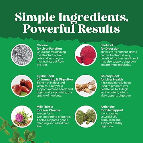 Miniatura 6 de Paquete de suplemento de apoyo hepático de cardo mariano y refuerzo energético de frijol blanco, suplemento de hígado de hierbas con cardo mariano