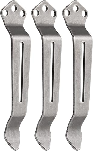 KeyUnity KA23 - Clip de bolsillo de transporte profundo, 3 agujeros de repuesto para cuchillo y multiherramienta, acero inoxidable, paquete de 3