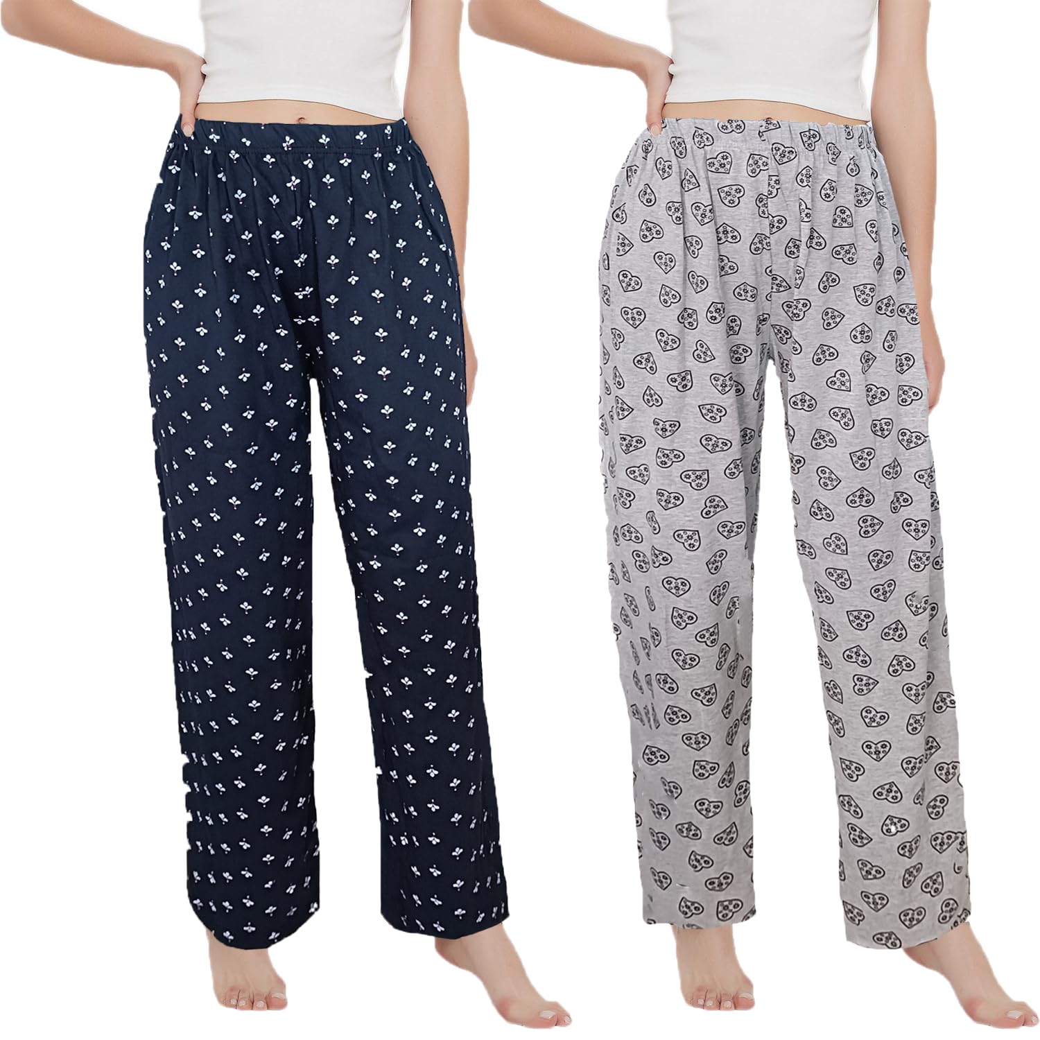 Women 2 Pack Soft Flex Cotton pyjama Pant/Lounge wear pants/Sleep wear pants-image-15