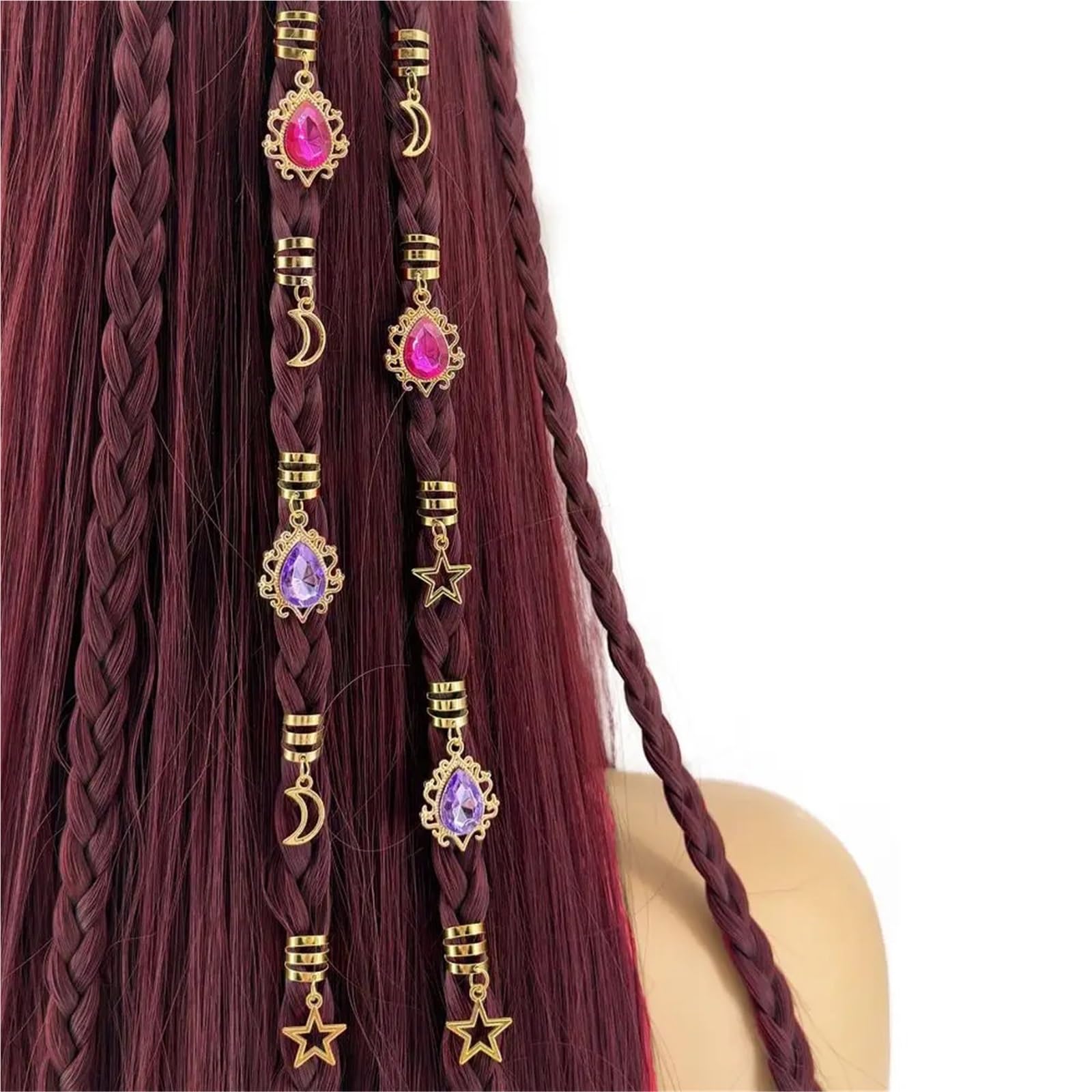 80 piezas anillo for el cabello hueco con estrella y luna
