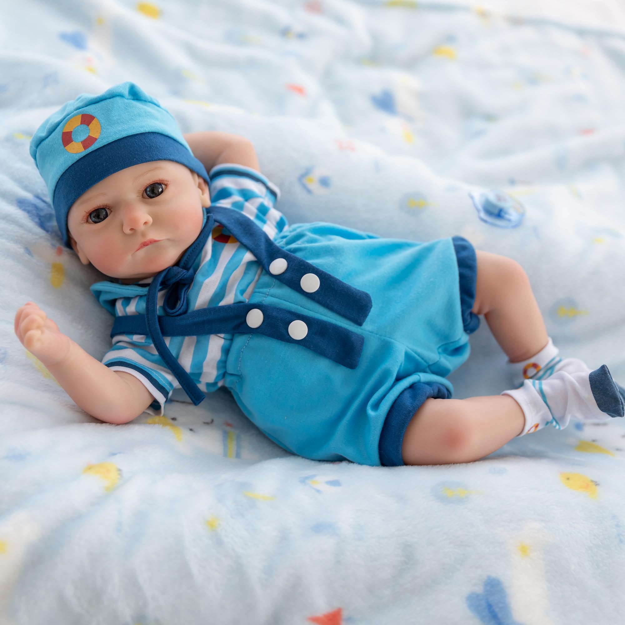JUYOUYI Reborn Baby Dolls RB-Ava,18 Inch Realistic Baby Doll Girl lithe Cloth Body with Hair in Gift Box - Image 3