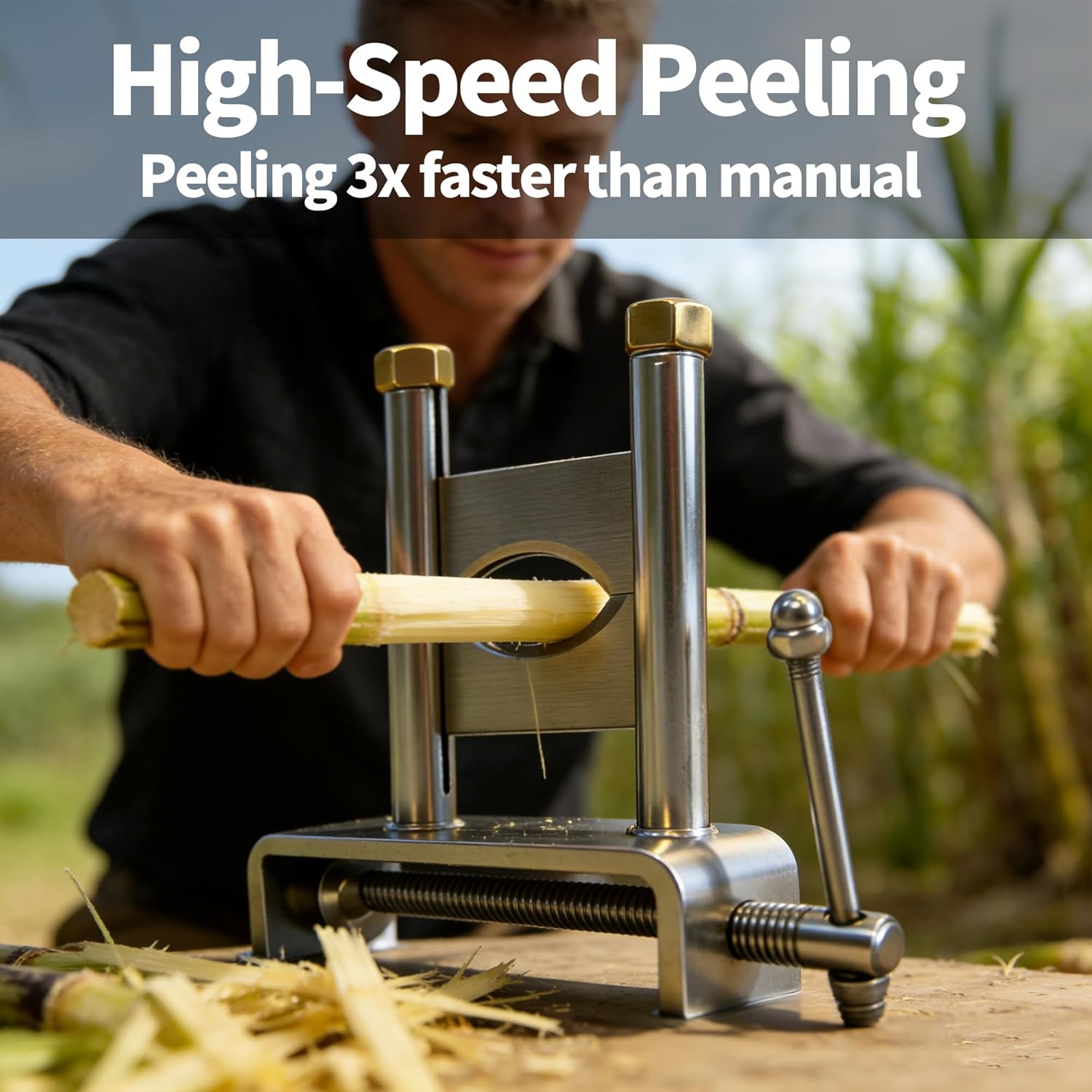 THOUSANDSUNNY Sugar Cane Peeler, Stainless Steel Mini Manual SugarCane Food Peeler Machine Diameter 0.78-2.76 Inches