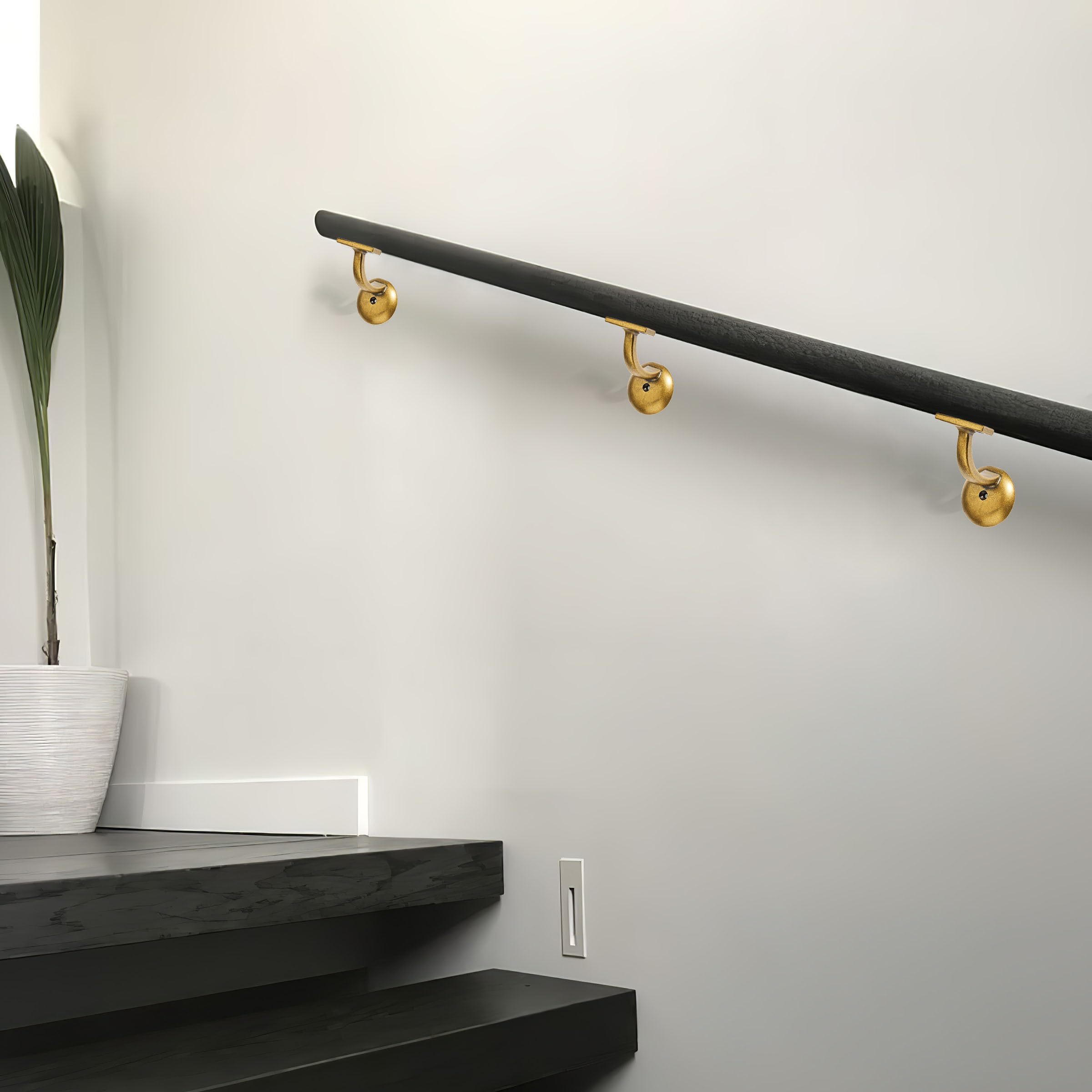 KHTUMEWARE-STAIR Antique English Brass Handrail Brackets 2-Pack in Antique English Brass — KHTUMEWARE