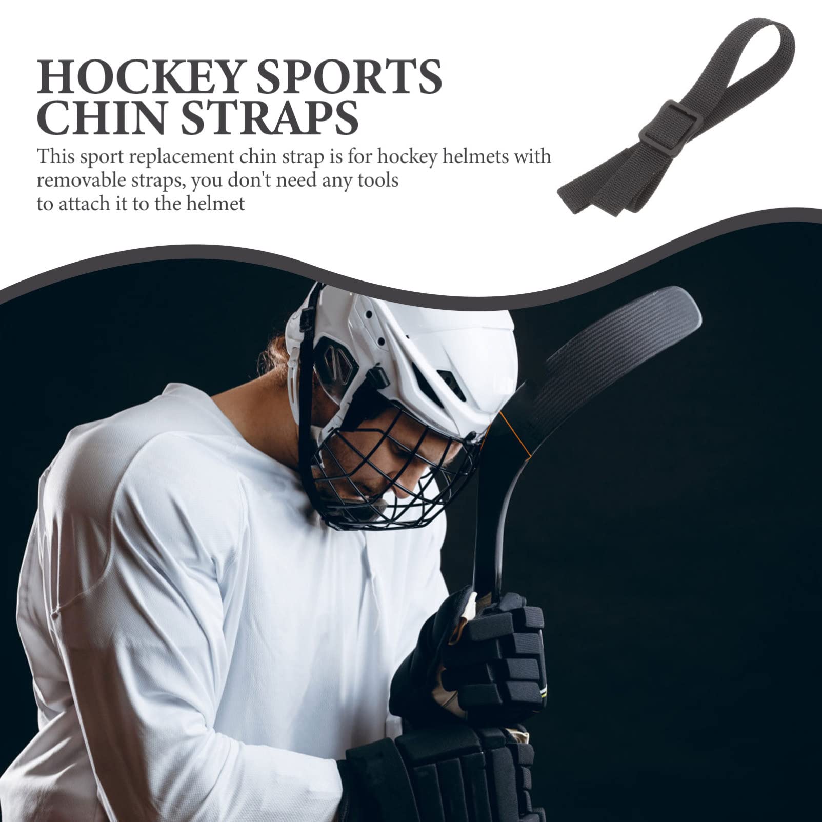 TOYANDONA Correa de Barbilla para Casco de Hockey y Cómodo para Hockey sobre Hielo Reemplazo Durable de Correa de Casco para Seguridad y