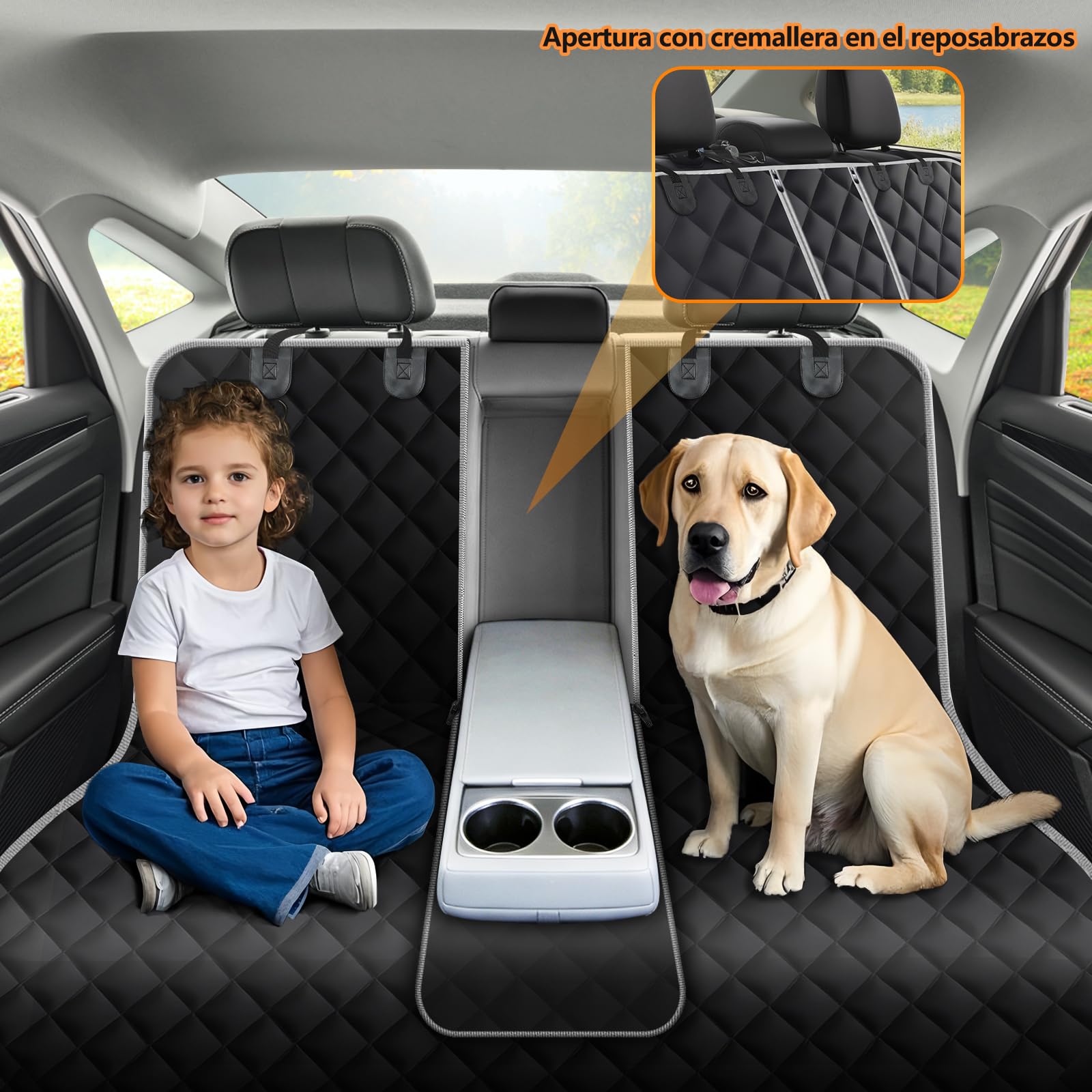 Alfheim Funda Coche Perro Asiento, Impermeable y Antideslizante, Resistente a los arañazos Duradero Lavable Protector de Asiento Trasero, Universal para Coche, Camiones, SUV